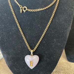 Avon Gold Necklace with Pink Heart Pendant